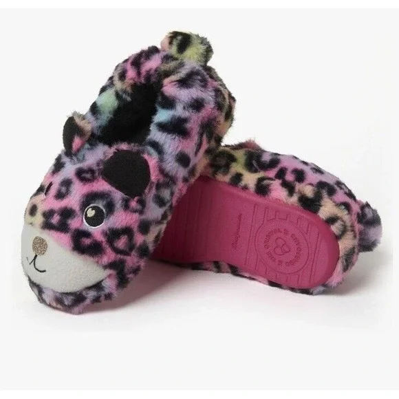 Dearfoams Kid's 4‎ Slippers Peyton Animal Slip On Clog House Slipper Cat Leopard - Picture 8 of 8